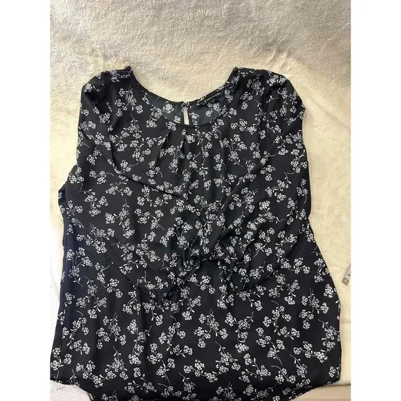 41‎ Hawthorn Women Black White Floral Long Sleeve Top Size XL - Picture 2 of 5